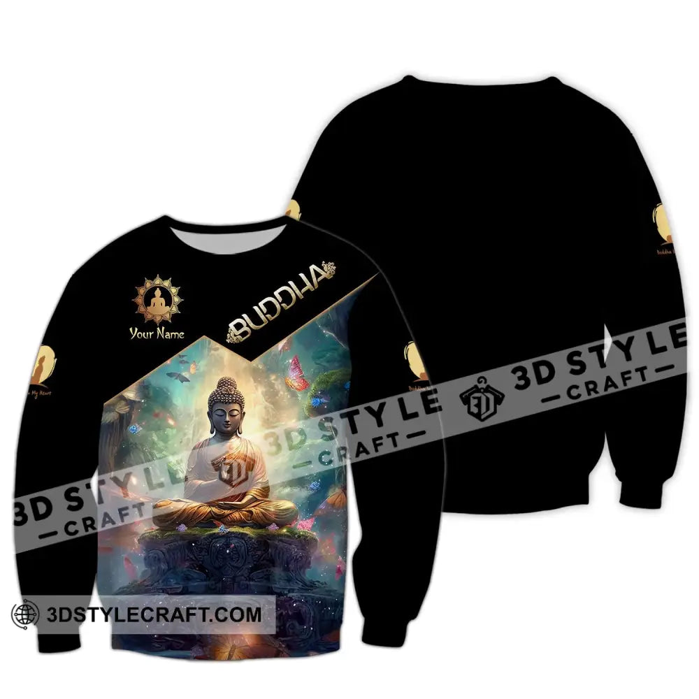 Unisex Shirt - Custom Name Buddha Believer Long Sleeve / S T-Shirt