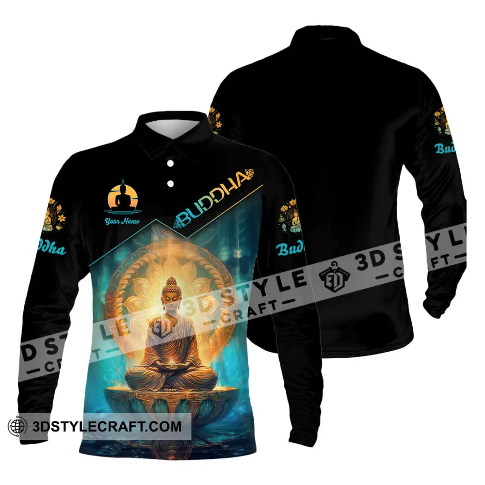 Unisex Shirt Custom Name Buddha Polo Long Sleeve Buddhist T-Shirt / S T-Shirt