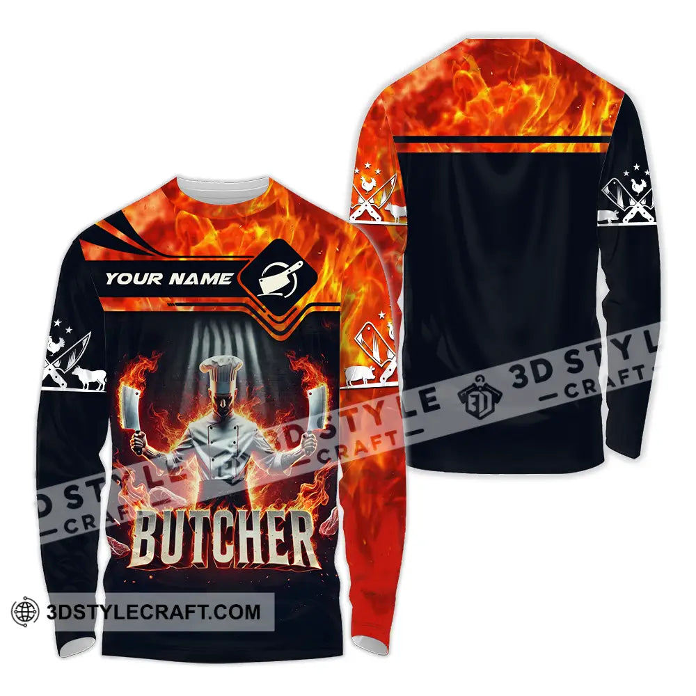 Unisex Shirt - Custom Name Butcher Long Sleeve / S T-Shirt