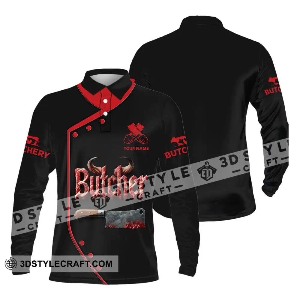 Unisex Shirt Custom Name Butcher T-Shirt Hoodie Long Sleeve Gift Polo / S T-Shirt