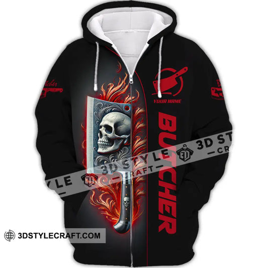 Unisex Shirt Custom Name Butcher T-Shirt Hoodie Long Sleeve Gift Zipper / S T-Shirt