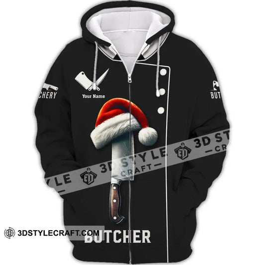 Unisex Shirt Custom Name Butcher T-Shirt Hoodie Long Sleeve Gift Zipper / S T-Shirt