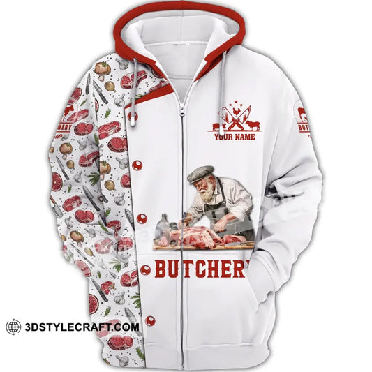 Unisex Shirt Custom Name Butchery Gift For Butcher Meat T-Shirt Zipper Hoodie / S