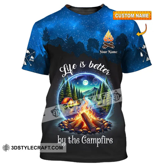 Unisex Shirt, Custom Name Camping Shirt, Camping Polo Long Sleeve, Campfire T-Shirt style option 1