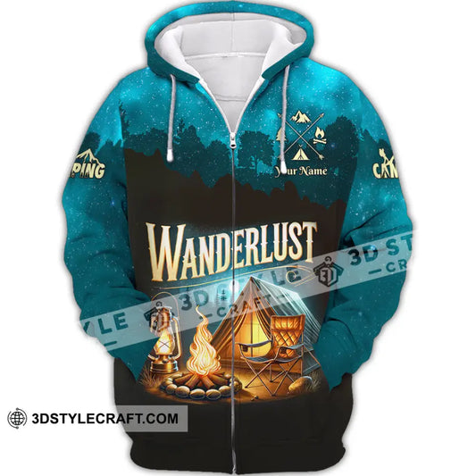 Unisex Shirt Custom Name Camping Wanderlust Polo Long Sleeve Love T-Shirt Zipper Hoodie / S T-Shirt