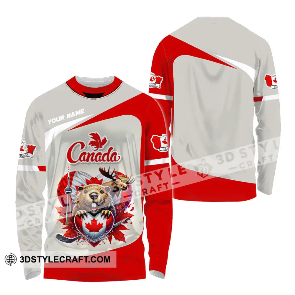 Unisex Shirt Custom Name Canada Lover Polo Long Sleeve Canadian Gift / S T-Shirt