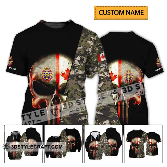 Unisex Shirt - Custom Name Shirt - Canadian Skull With Camouflage Pattern style option 2