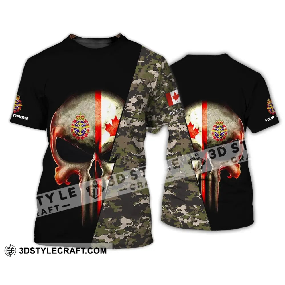 Unisex Shirt - Custom Name Canadian Skull With Camouflage Pattern T-Shirt / S T-Shirt