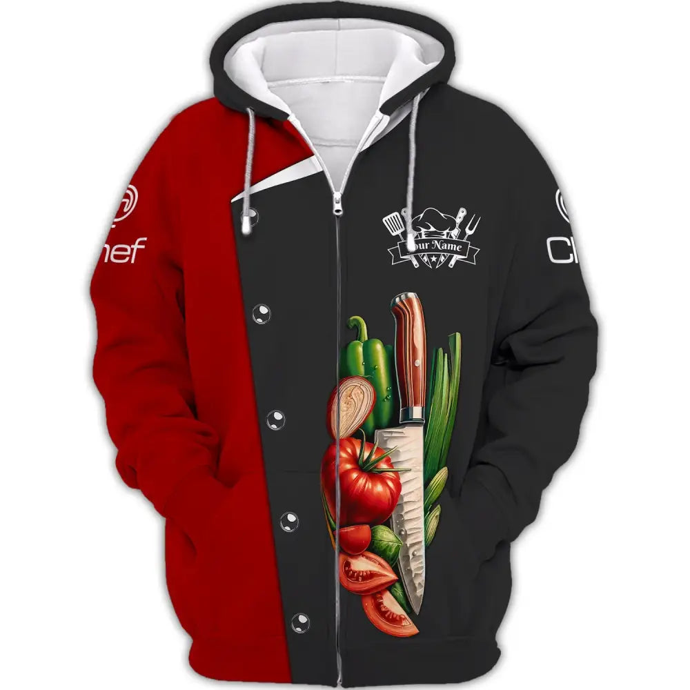 Unisex Shirt Custom Name Chef Apparel Gift For Cooking Lovers Zipper Hoodie / S T-Shirt