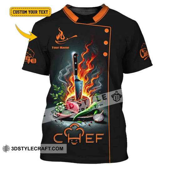 Unisex Shirt, Custom Name Chef Shirt, Chef Apparel, Chef Polo Long Sleeve, Cooking Love T-Shirt style option 1
