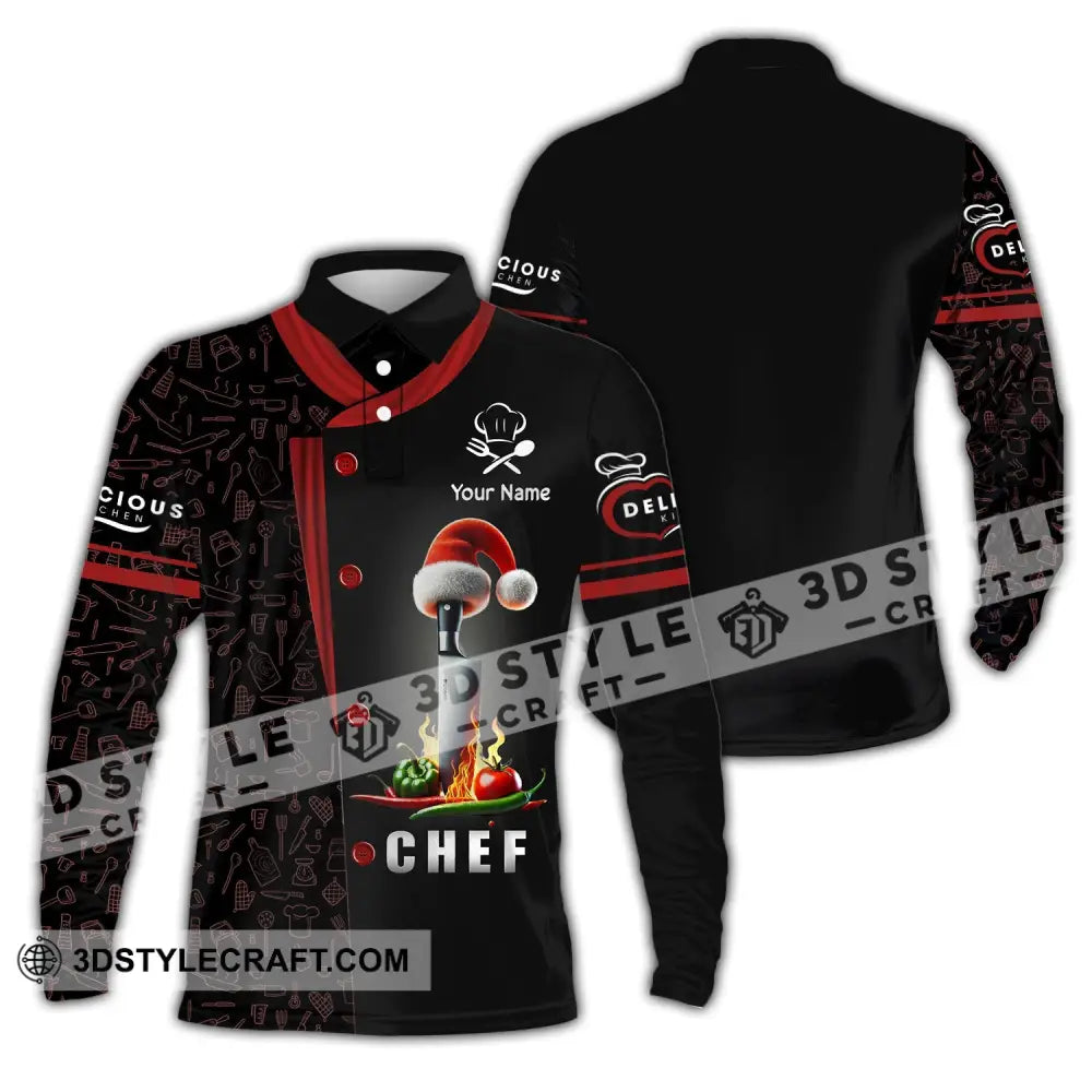 Unisex Shirt Custom Name Chef Apparel Polo Long Sleeve Cooking Love T-Shirt / S T-Shirt