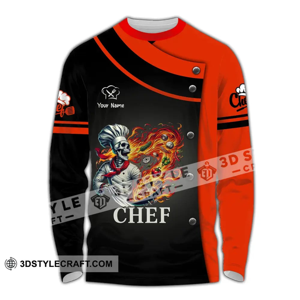 Unisex Shirt Custom Name Chef Apparel Polo Long Sleeve Cooking Love T-Shirt / S T-Shirt