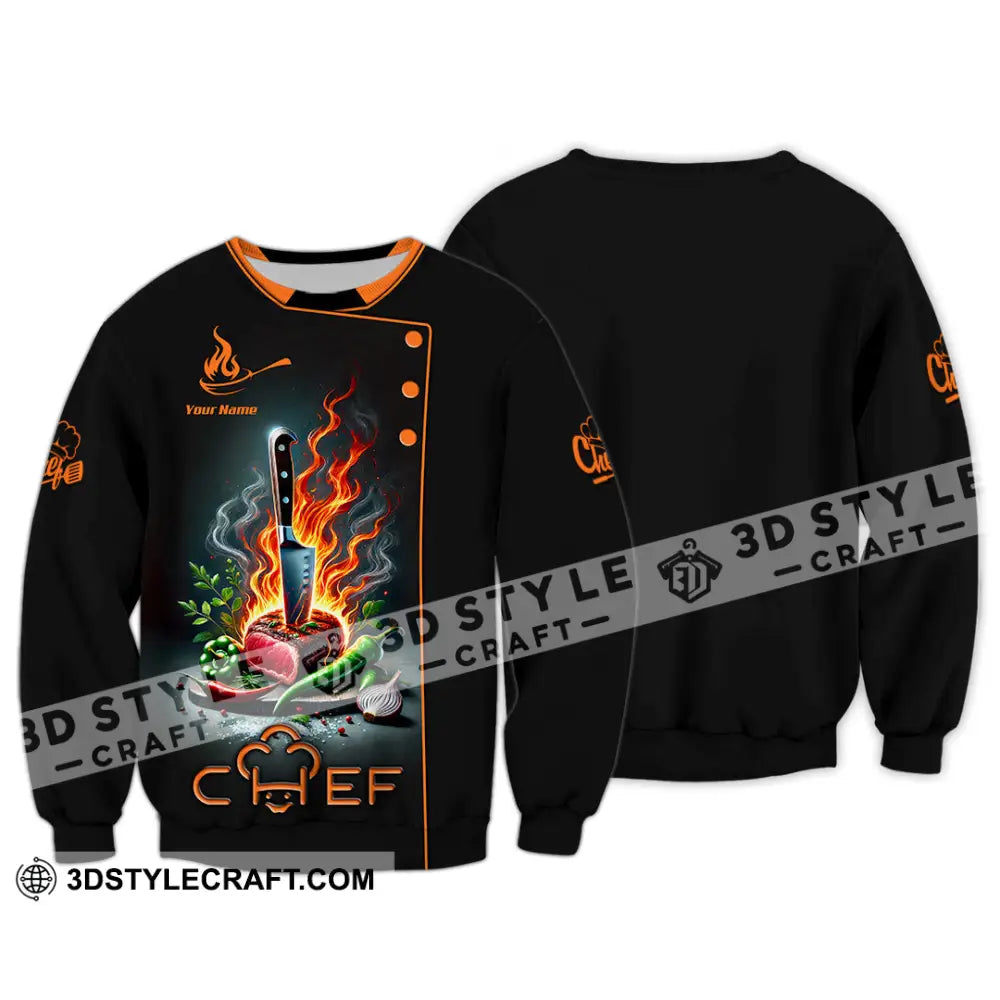 Unisex Shirt Custom Name Chef Apparel Polo Long Sleeve Cooking Love T-Shirt / S T-Shirt