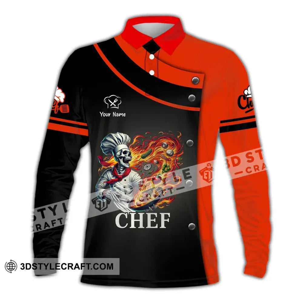 Unisex Shirt Custom Name Chef Apparel Polo Long Sleeve Cooking Love T-Shirt / S T-Shirt