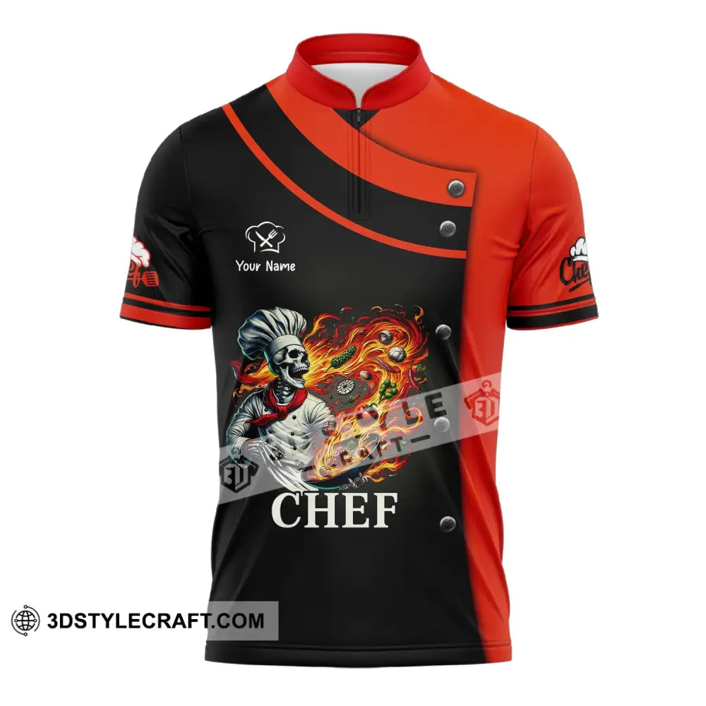 Unisex Shirt Custom Name Chef Apparel Polo Long Sleeve Cooking Love T-Shirt Zipper / S T-Shirt