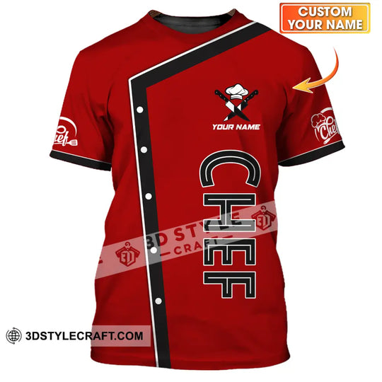 Unisex Shirt - Custom Name Chef Shirt, Classic Red Chef Shirt style option 1