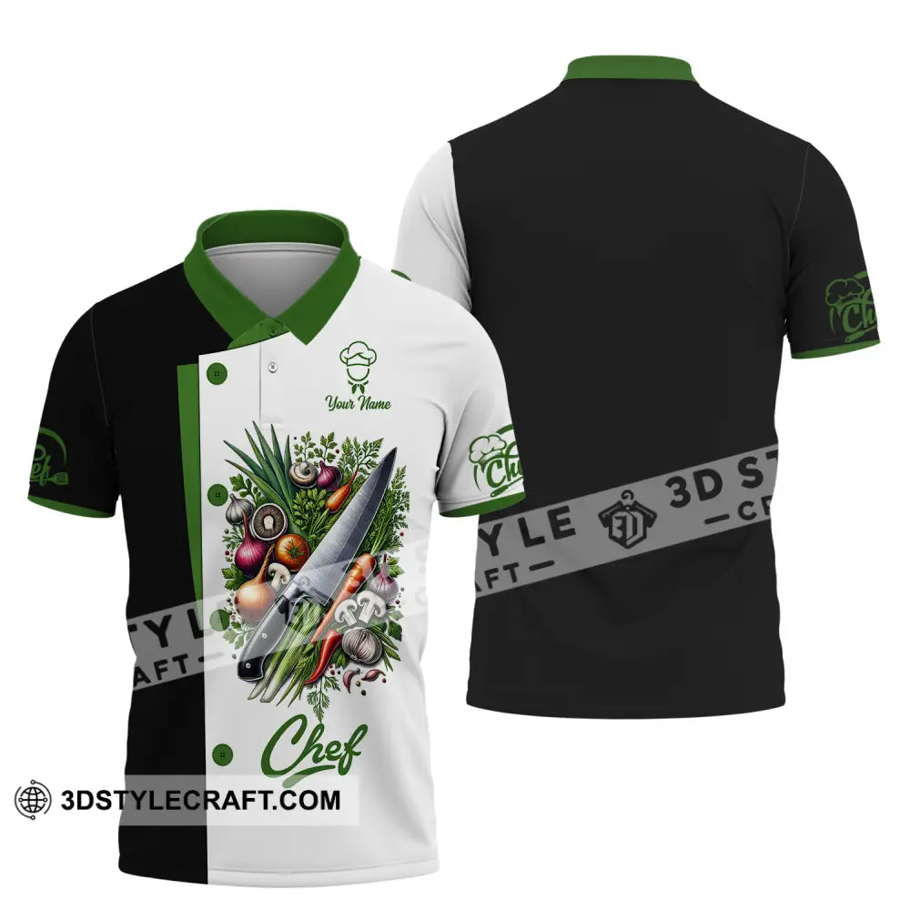 Unisex Shirt - Custom Name Chef Green Vegetables Polo / S T-Shirt