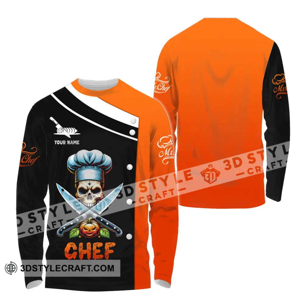 Unisex Shirt Custom Name Chef Halloween T-Shirt Gift For Long Sleeve / S T-Shirt