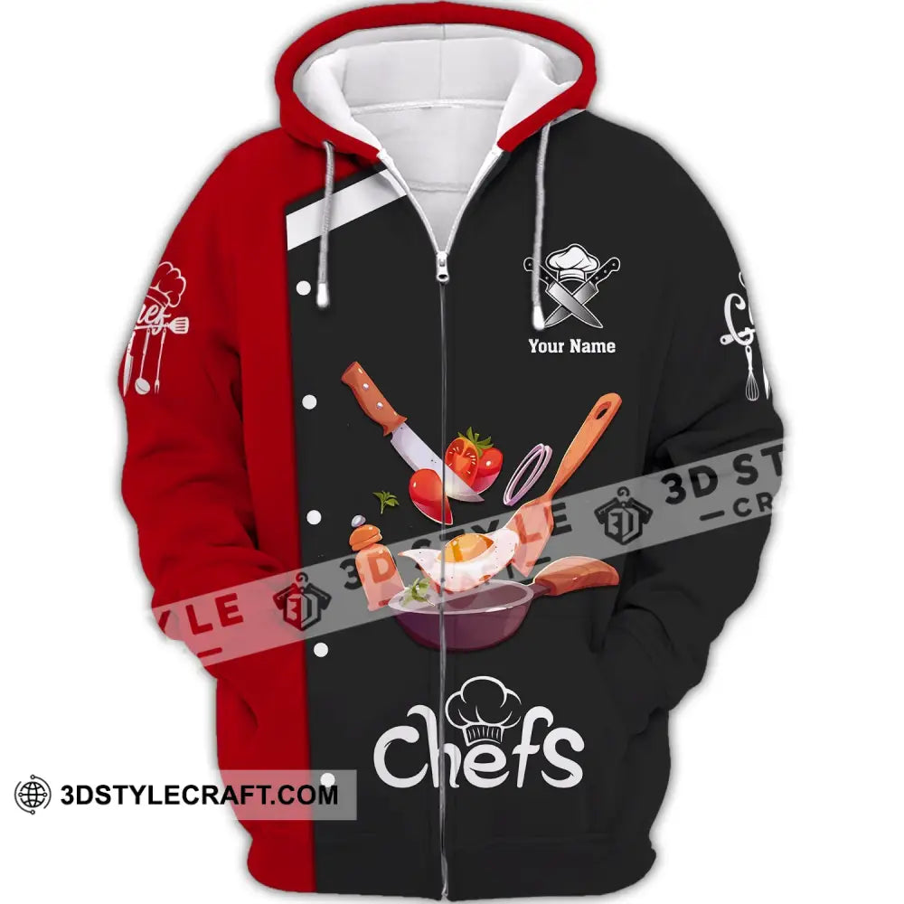 Unisex Shirt Custom Name Chef Hoodie Polo Gift For Cooking Lovers Zipper / S T-Shirt