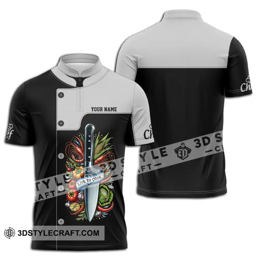 Unisex Shirt - Custom Name Chef Shirt, Live To Cook style option 3
