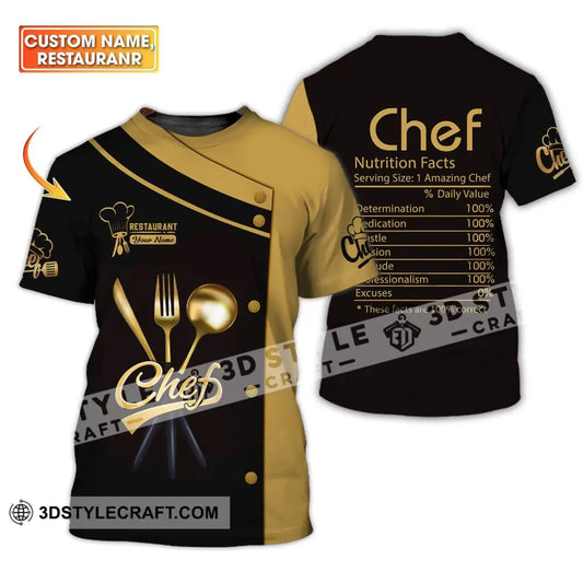 Unisex Shirt - Custom Name Chef Nutrition Facts % Daily Value T-Shirt