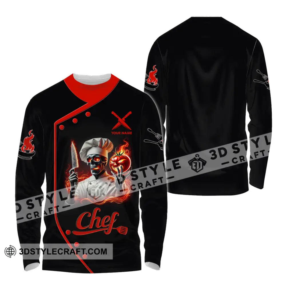 Unisex Shirt Custom Name Chef Polo Long Sleeve / S T-Shirt