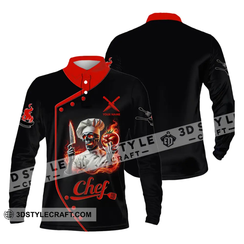 Unisex Shirt Custom Name Chef Polo Long Sleeve / S T-Shirt