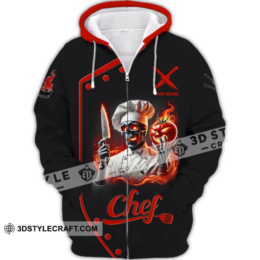 Unisex Shirt Custom Name Chef Polo Long Sleeve Zipper Hoodie / S T-Shirt