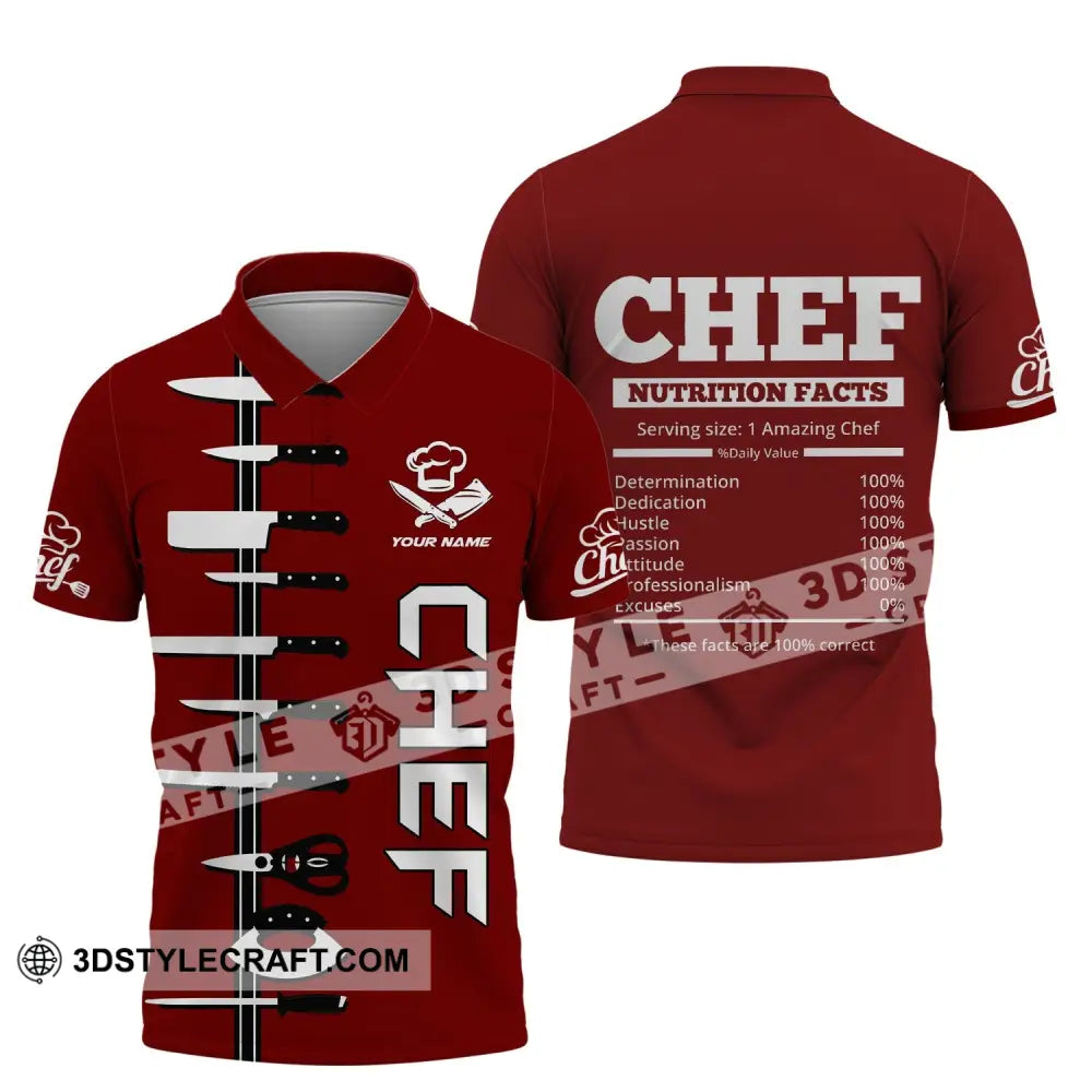 Unisex Shirt - Custom Name Chef Red Polo / S T-Shirt