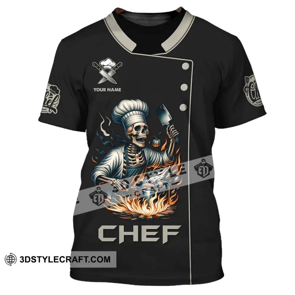 Unisex Shirt Custom Name Chef Skull Cooking Gift For Lovers T-Shirt / S