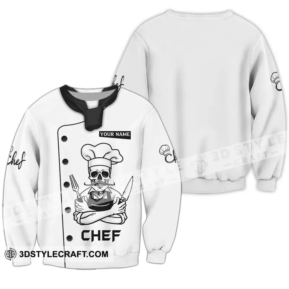 Unisex Shirt - Custom Name Chef Skull Long Sleeve / S T-Shirt