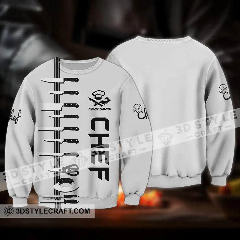 Unisex Shirt - Custom Name Chef White Long Sleeve / S T-Shirt