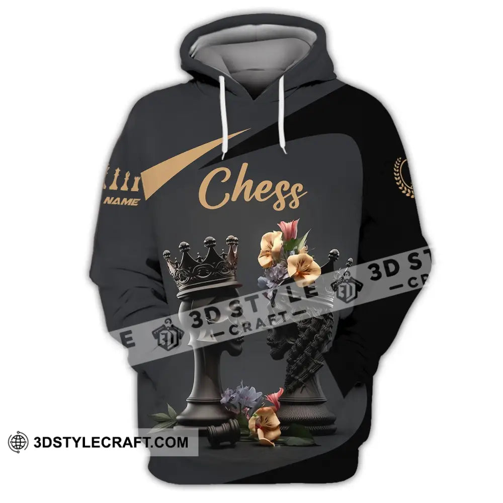 Unisex Shirt Custom Name Chess T-Shirt Game King Queen Hoodie / S