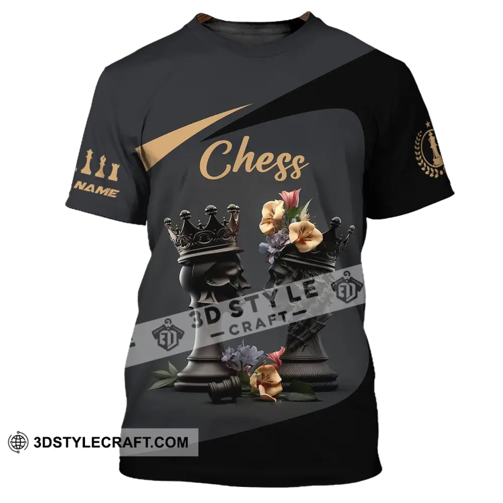 Unisex Shirt Custom Name Chess T-Shirt Game King Queen / S