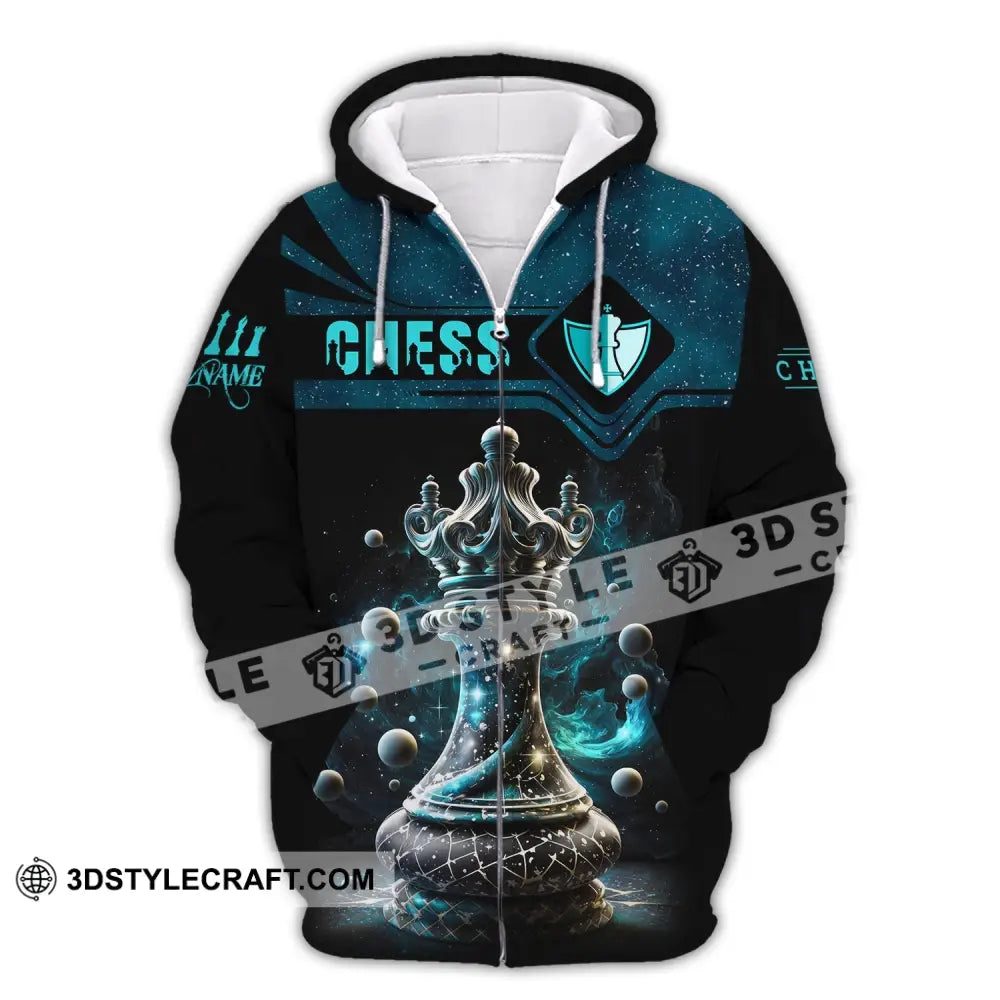 Unisex Shirt Custom Name Chess T-Shirt Player Club Checkmate Zipper Hoodie / S