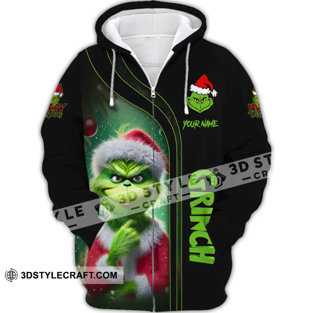 Unisex Shirt Custom Name Christmas Grinch Polo Long Sleeve Gift Zipper Hoodie / S T-Shirt