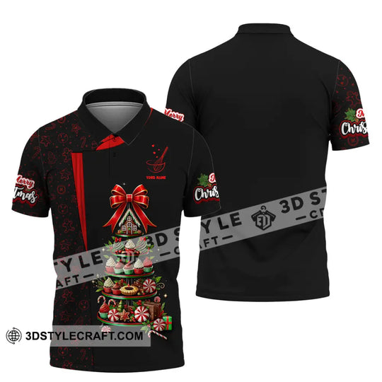 Unisex Shirt, Custom Name Christmas Tree Shirt, Christmas Polo Long Sleeve Shirt, Christmas Gift style option 4