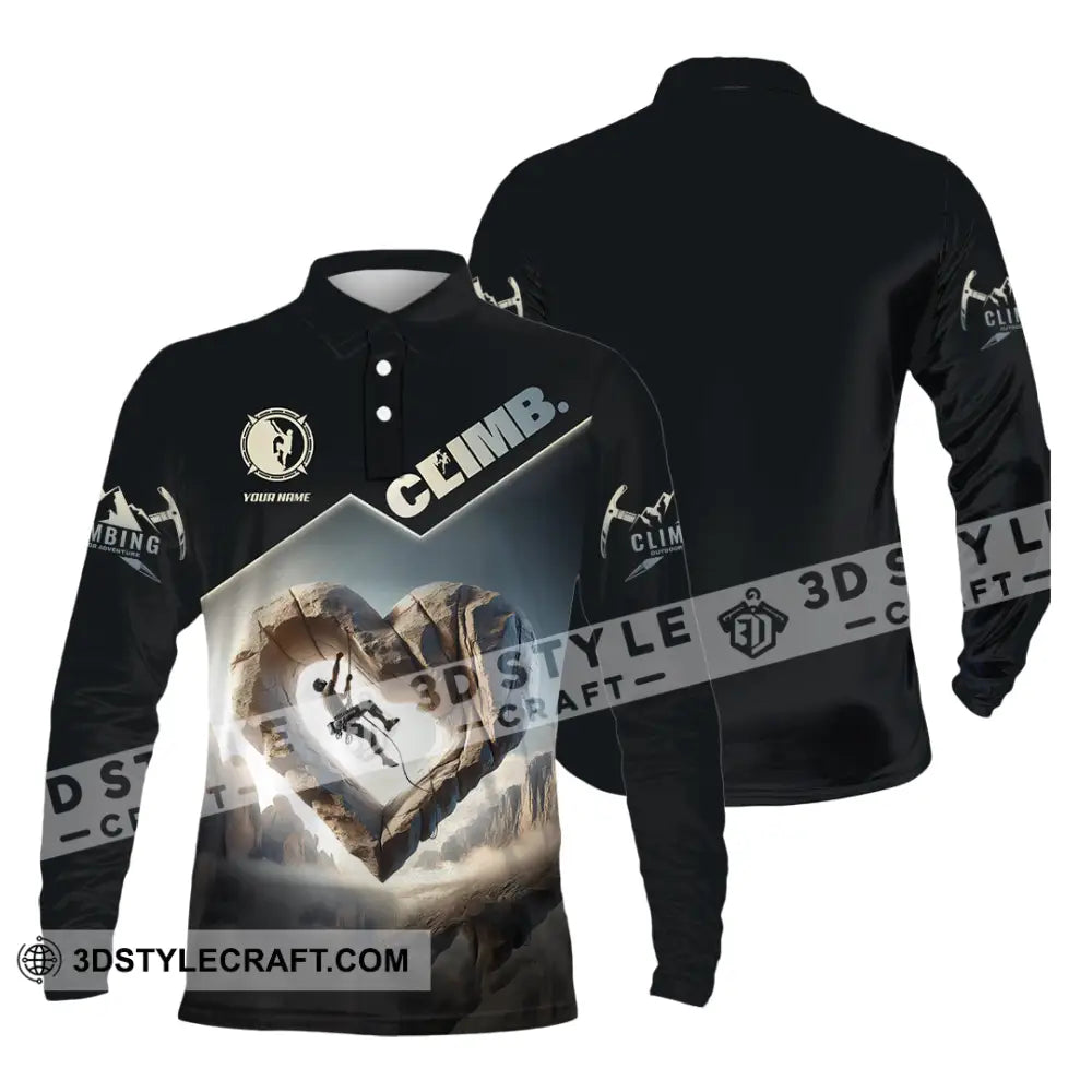 Unisex Shirt Custom Name Climb Long Sleeve T-Shirt Polo / S T-Shirt