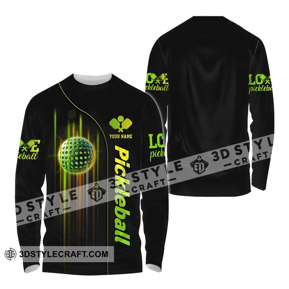 Unisex Shirt - Custom Name Colorful Line Pickleball Long Sleeve / S T-Shirt