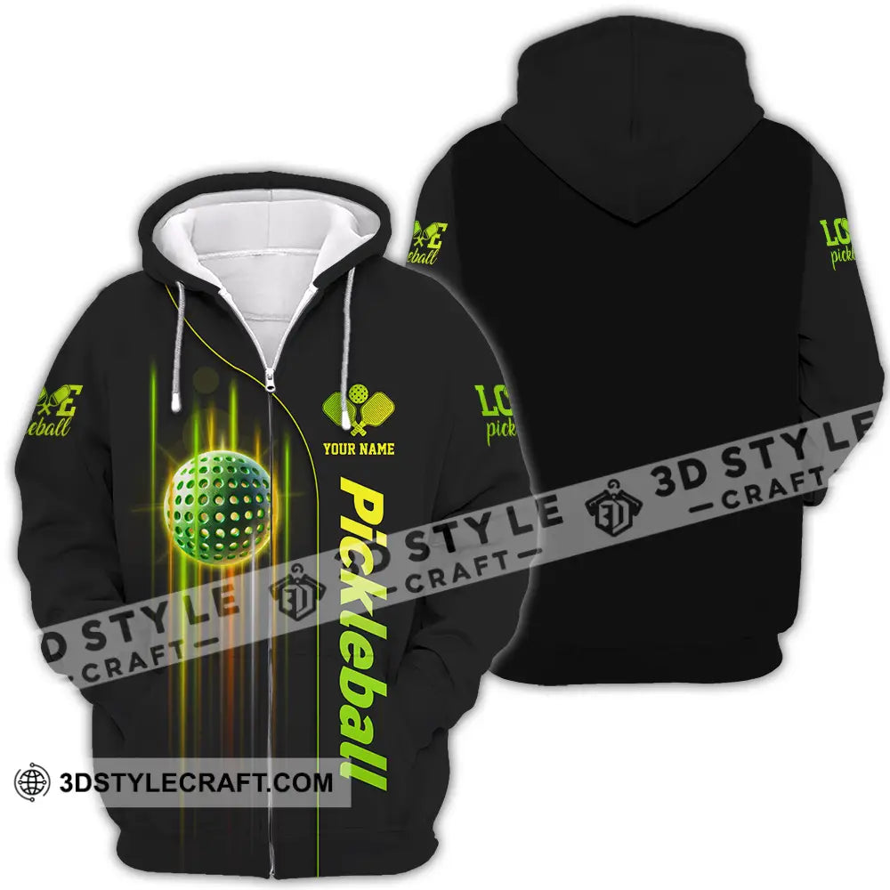 Unisex Shirt - Custom Name Colorful Line Pickleball Zipper Hoodie / S T-Shirt