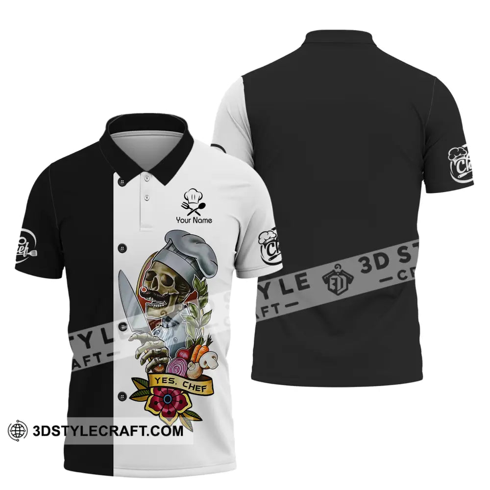 Unisex Shirt - Custom Name Cooking Lover Yes Skull Chef Polo / S T-Shirt