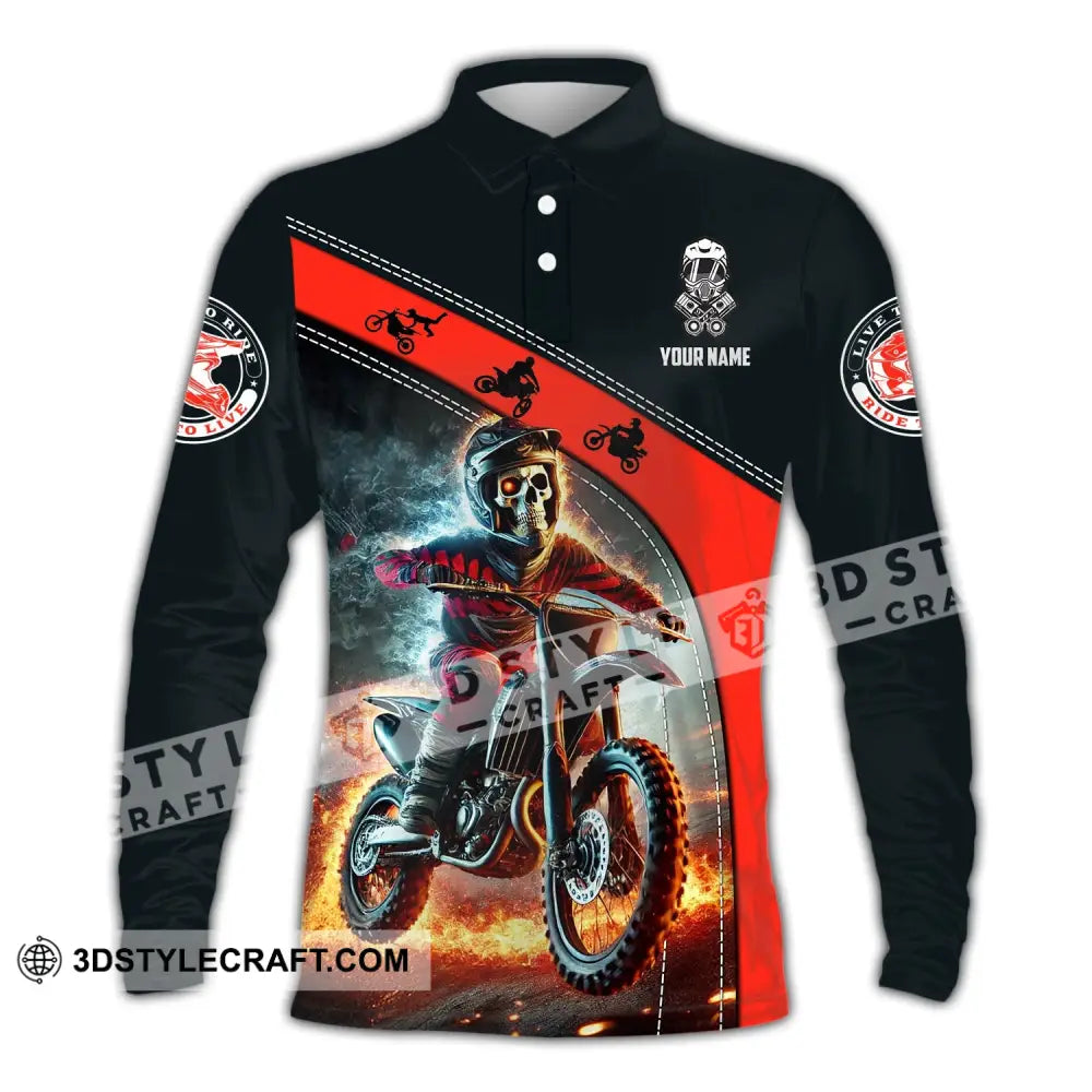 Unisex Shirt - Custom Name Cool Rider Long Sleeve Polo / S T-Shirt