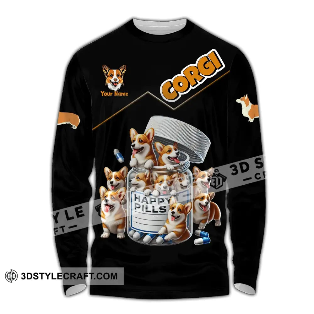 Unisex Shirt - Custom Name Corgi Lover Long Sleeve / S T-Shirt