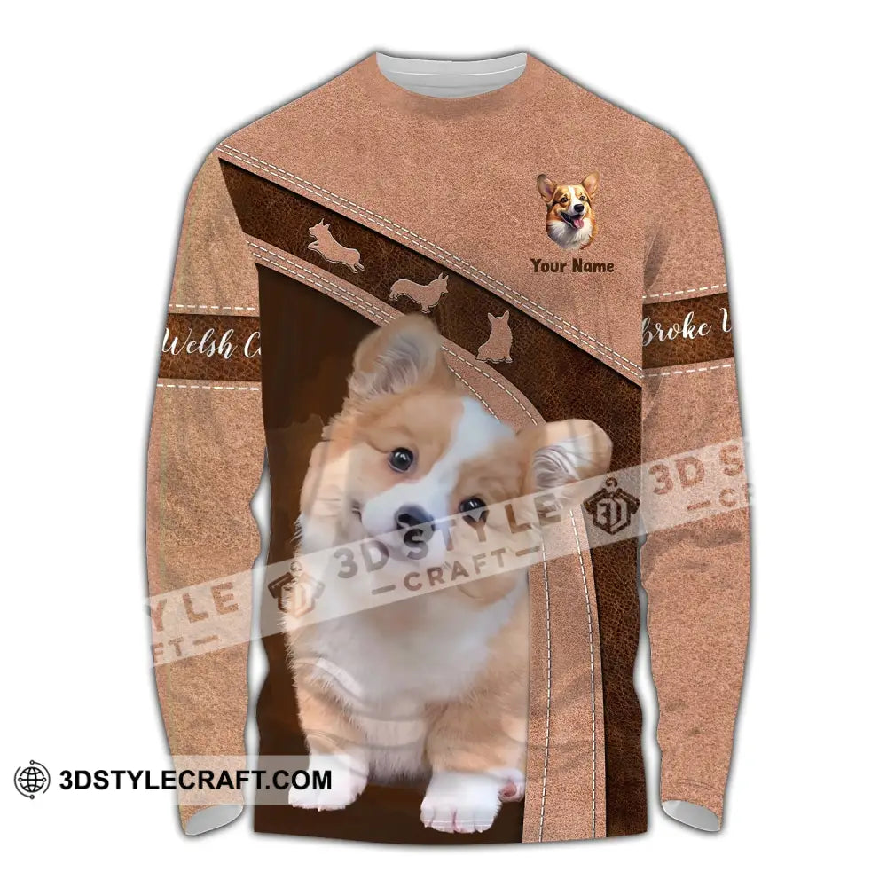 Unisex Shirt Custom Name Corgi T-Shirt For Dog Lover Pet Apparel Long Sleeve / S T-Shirt