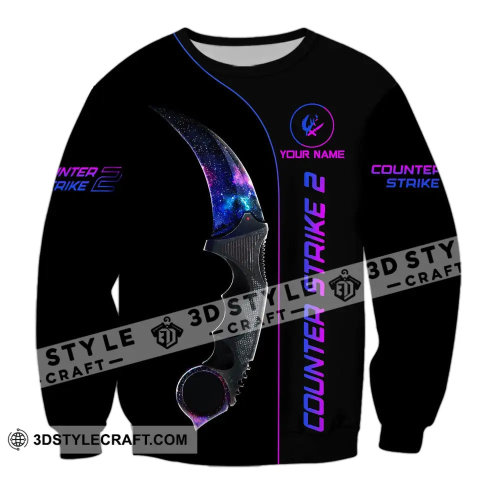 Unisex Shirt - Custom Name Counter Strike Galaxy Long Sleeve / S T-Shirt