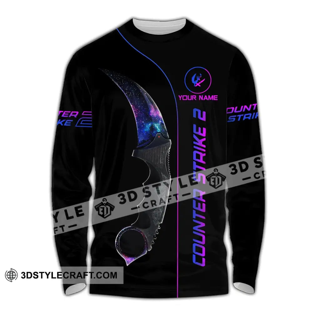 Unisex Shirt - Custom Name Counter Strike Galaxy Long Sleeve / S T-Shirt