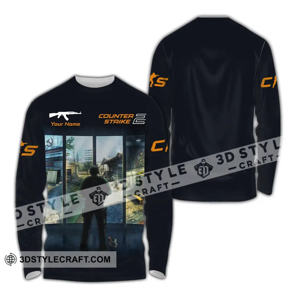 Unisex Shirt Custom Name Counter Strike Game Hoodie Polo Long Sleeve / S T-Shirt