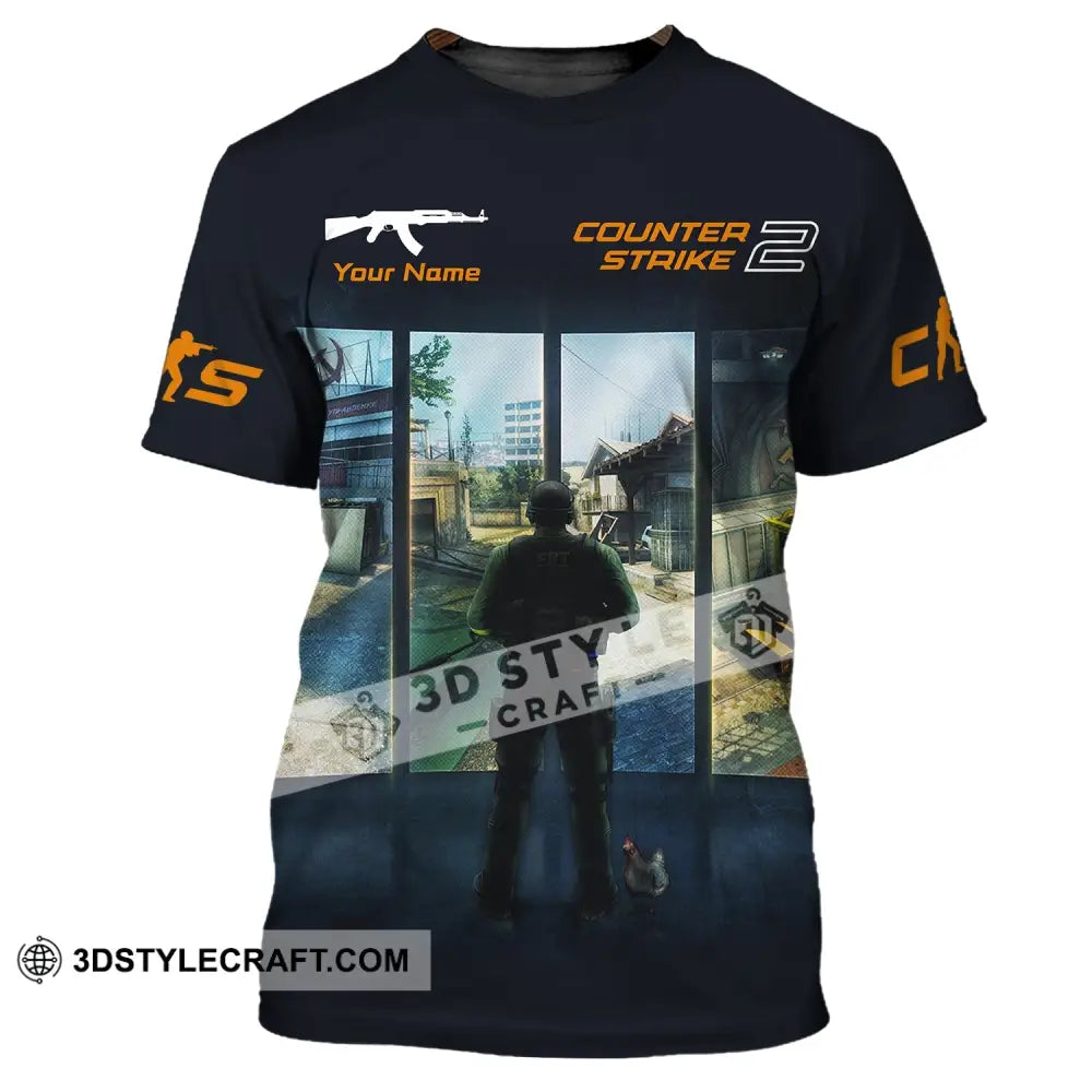 Unisex Shirt Custom Name Counter Strike Game Hoodie Polo Long Sleeve T-Shirt / S T-Shirt