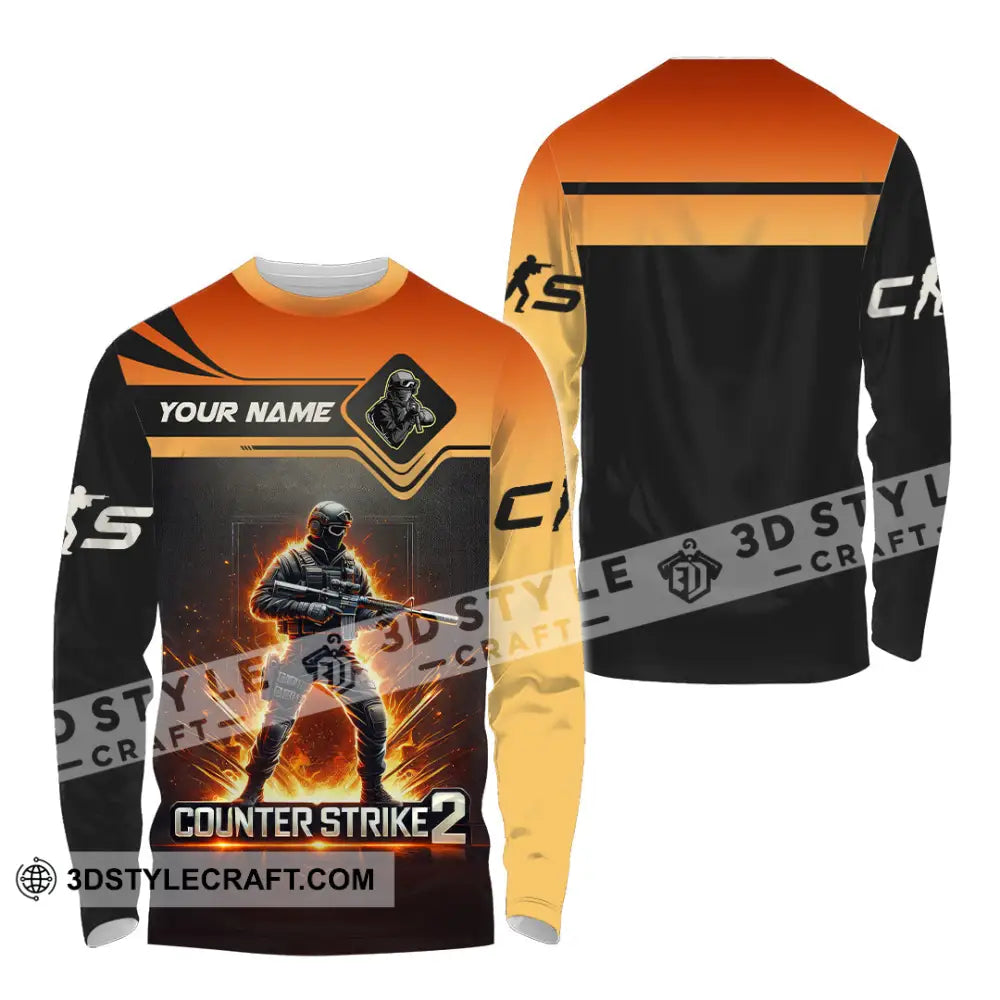 Unisex Shirt Custom Name Counter Strike Game T-Shirt Gamer Gift Long Sleeve / S T-Shirt