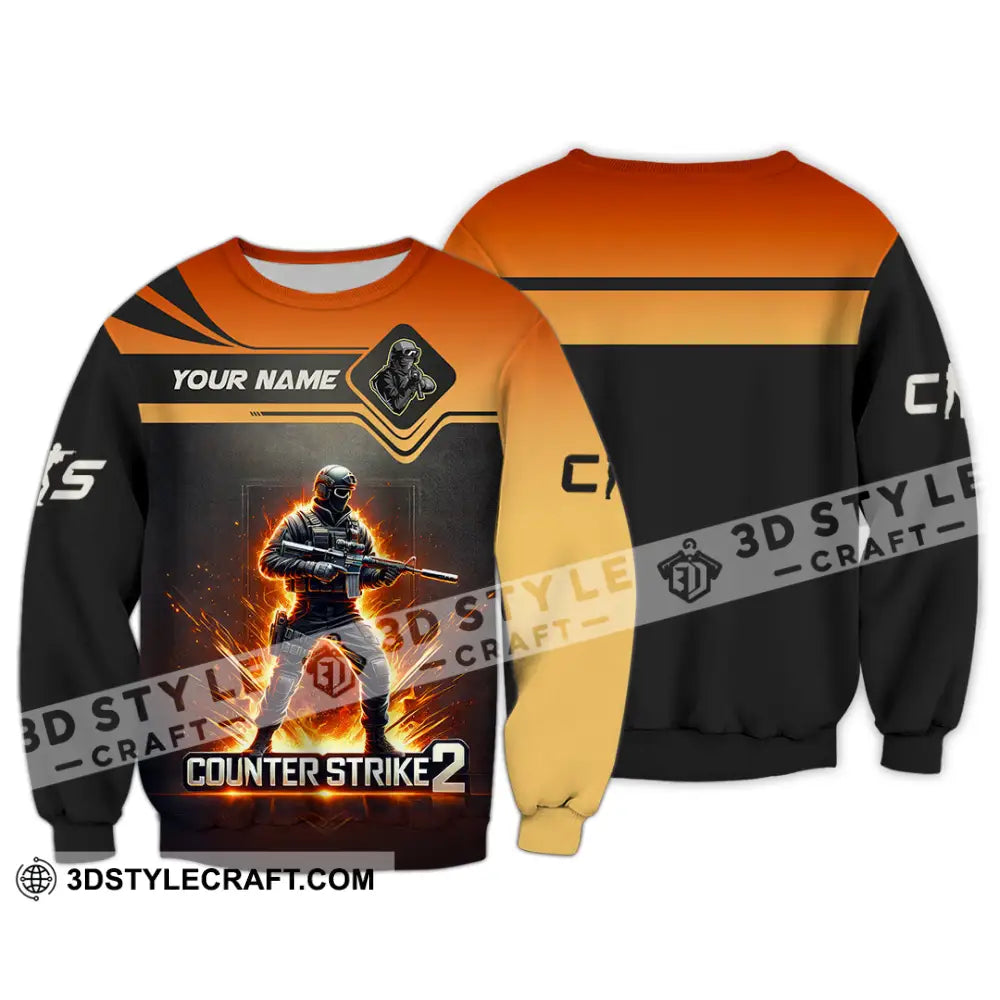 Unisex Shirt Custom Name Counter Strike Game T-Shirt Gamer Gift Long Sleeve / S T-Shirt